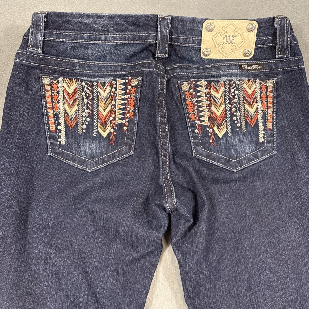 Miss Me WOMEN 29X31.5 JEANS Aztec Embellished RHINESTONE WHISKERING Skinny